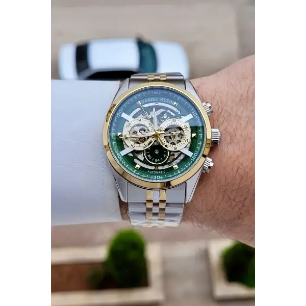 Gold Gümüş Yeşil Renk Otomatik 42 mm İç Göstergeleri Aktif Erkek Kol Saati