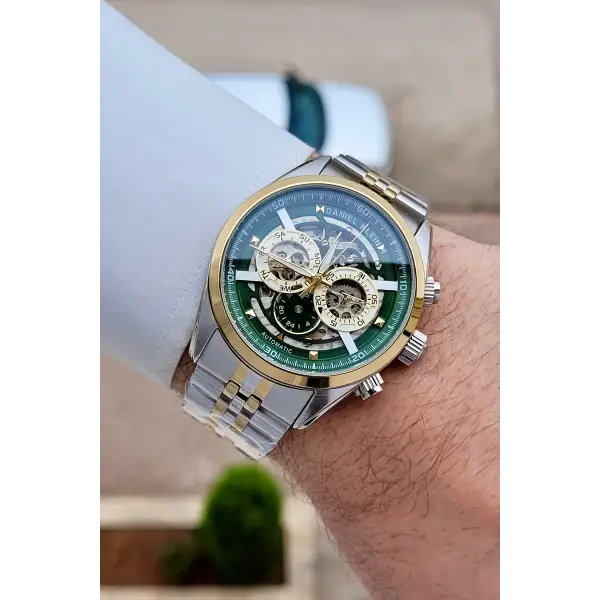 Gold Gümüş Yeşil Renk Otomatik 42 mm İç Göstergeleri Aktif Erkek Kol Saati