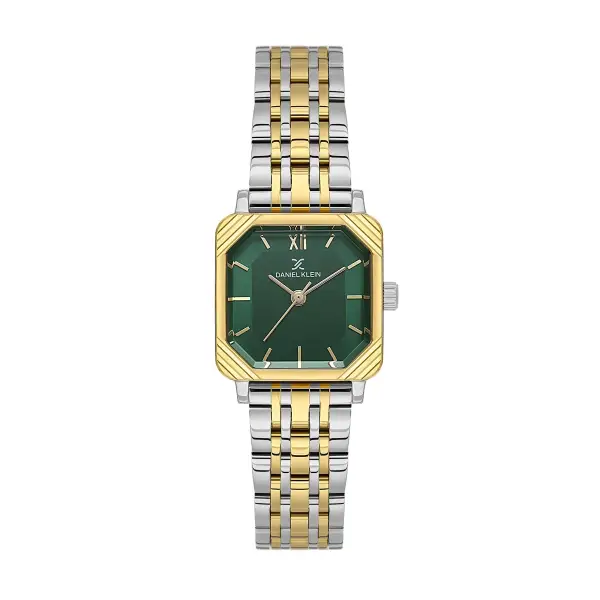 Gold Gümüş Yeşil Renk Hediye Paketli 23 Mm Kare Kadın Kol Saati ve Bileklik