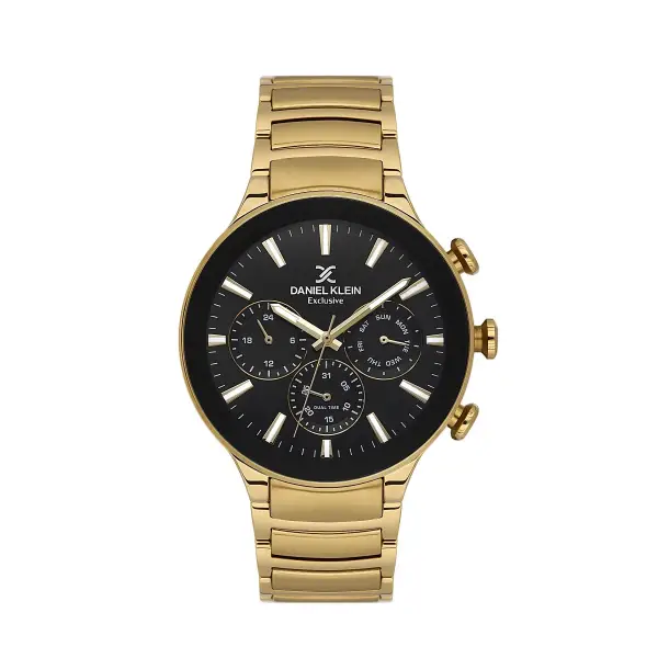 Kadranı Siyah Kordonu Gold Renk Hediye Paketli İç Göstergeleri Aktif Erkek Kol Saati