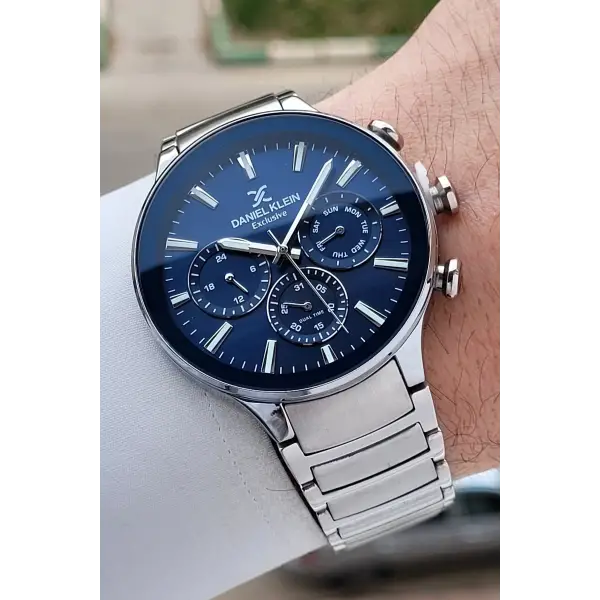 Kadranı Lacivert Kordonu Gümüş Renk Hediye Paketli İç Göstergeleri Aktif Erkek Kol Saati