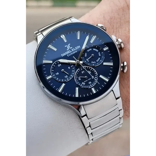 Kadranı Lacivert Kordonu Gümüş Renk Hediye Paketli İç Göstergeleri Aktif Erkek Kol Saati