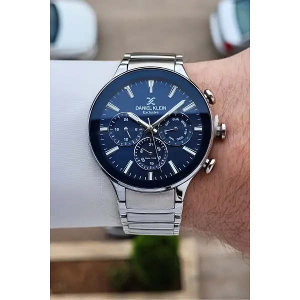 Kadranı Lacivert Kordonu Gümüş Renk Hediye Paketli İç Göstergeleri Aktif Erkek Kol Saati