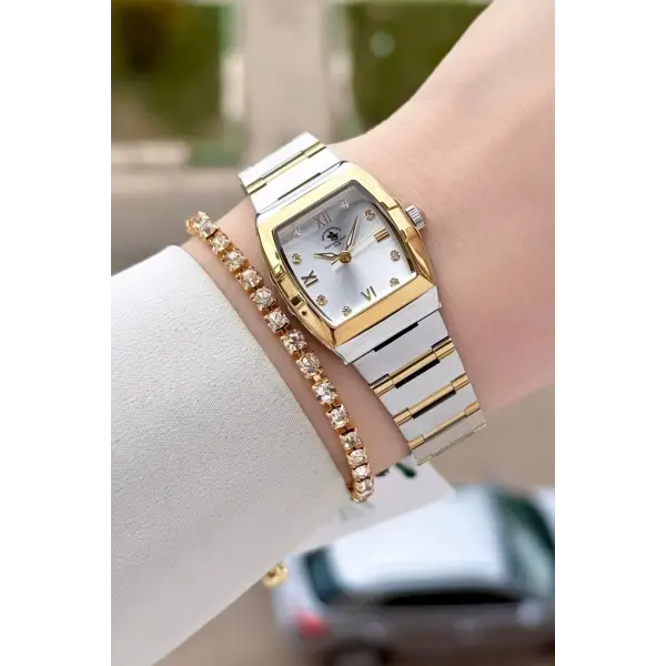 Santa Barbara Polo & Racquet Club Gold Gümüş Renk 23,5 Mm Kadın Kol Saati ve Bileklik