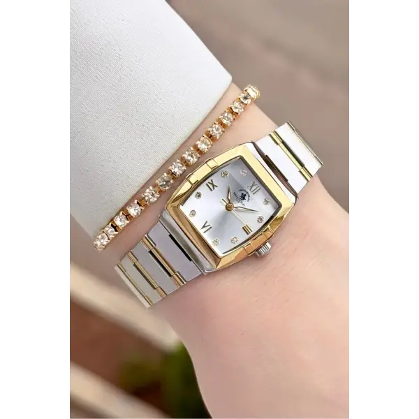 Santa Barbara Polo & Racquet Club Gold Gümüş Renk 23,5 Mm Kadın Kol Saati ve Bileklik