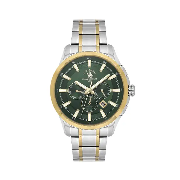 Santa Barbara Polo & Racquet Club Kadranı Yeşil Kodronu Gold Gümüş Renk 45 Mm Erkek Kol Saati