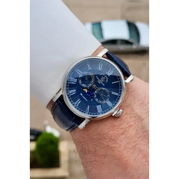 Santa Barbara Polo & Racquet Club Kasası Gümüş Kordonu Lacivert Renk 42,5 mm Erkek Kol Saati
