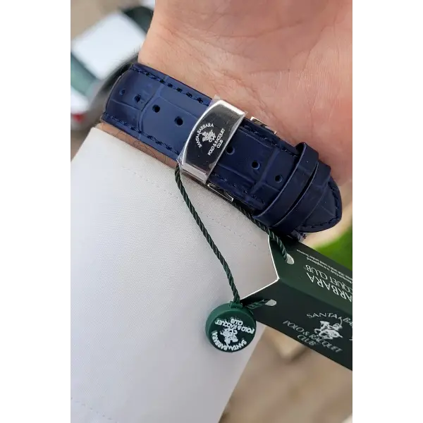 Santa Barbara Polo & Racquet Club Kasası Gümüş Kordonu Lacivert Renk 42,5 mm Erkek Kol Saati