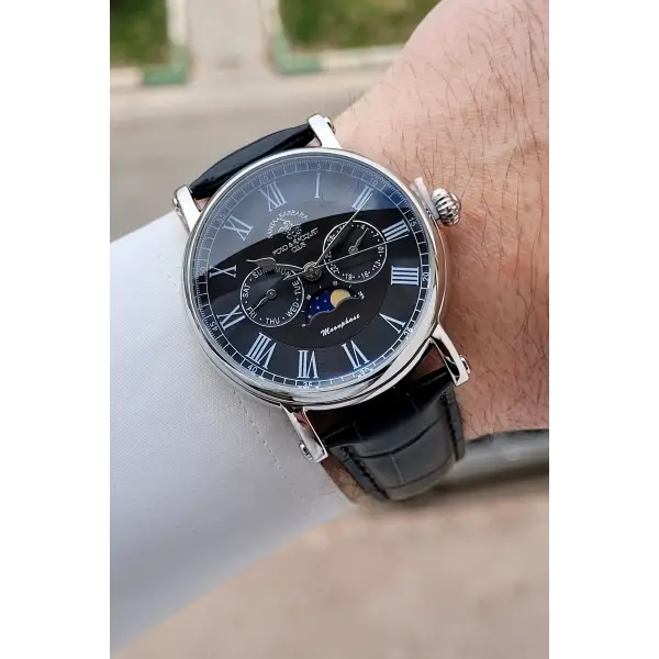Santa Barbara Polo & Racquet Club Kasası Gümüş Kordonu Siyah Renk 42,5 mm Erkek Kol Saati