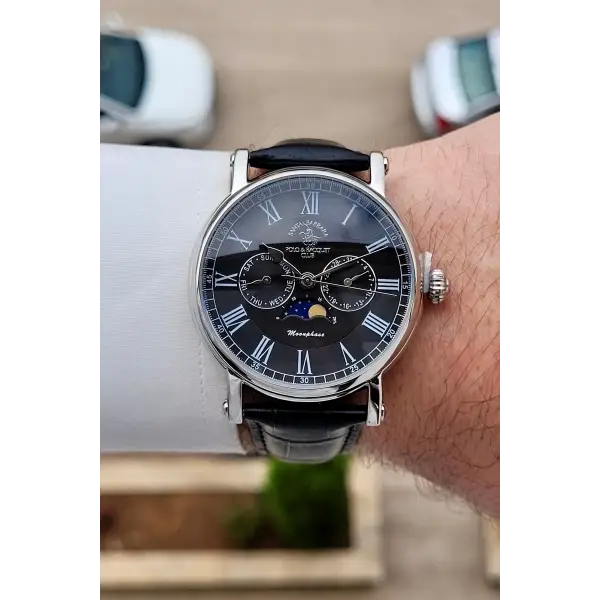Santa Barbara Polo & Racquet Club Kasası Gümüş Kordonu Siyah Renk 42,5 mm Erkek Kol Saati