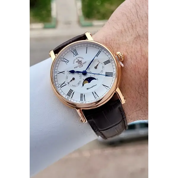 Santa Barbara Polo & Racquet Club Kasası Rose Kordonu Kahverengi Renk 42,5 mm Erkek Kol Saati