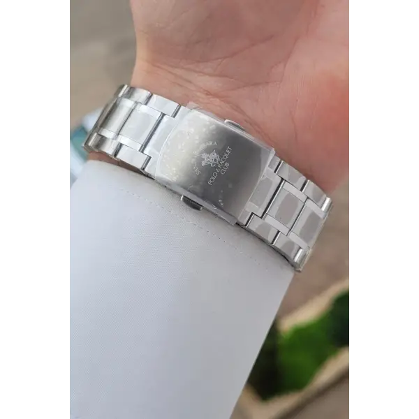 Santa Barbara Polo & Racquet Club Kadranı Siyah Kordonu Gümüş Renk 45 mm Erkek Kol Saati