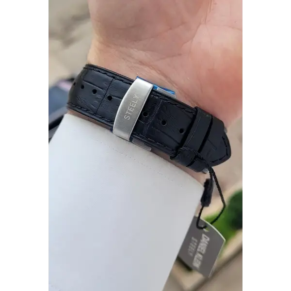 Kasası Gümüş Kordonu Siyah Renk 41,5 mm Full Çelik Kasa Erkek Kol Saati