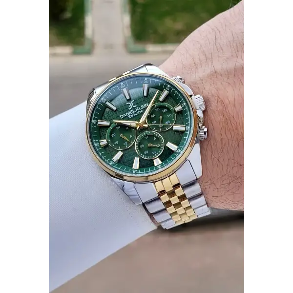 Kadranı Yeşil Kordonu Gold Gümüş Renk 43 mm Erkek Kol Saati