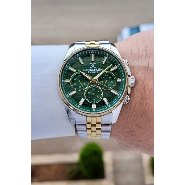 Kadranı Yeşil Kordonu Gold Gümüş Renk 43 mm Erkek Kol Saati