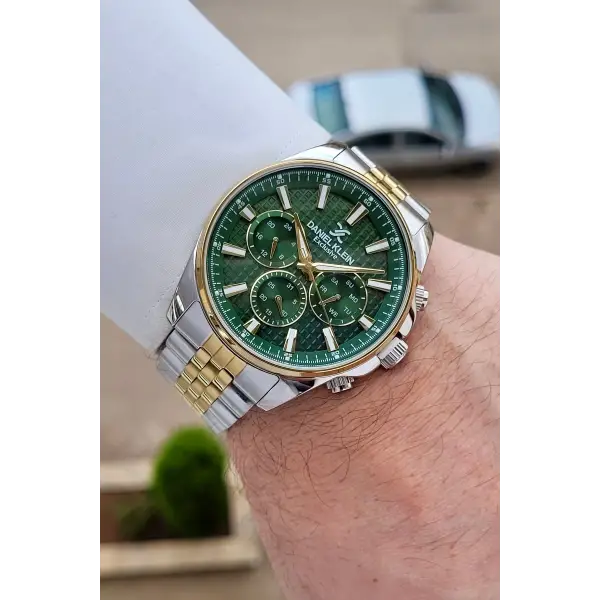 Kadranı Yeşil Kordonu Gold Gümüş Renk 43 mm Erkek Kol Saati