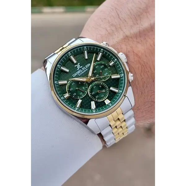Kadranı Yeşil Kordonu Gold Gümüş Renk 43 mm Erkek Kol Saati