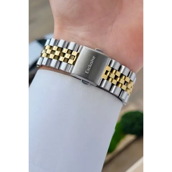 Kadranı Yeşil Kordonu Gold Gümüş Renk 43 mm Erkek Kol Saati