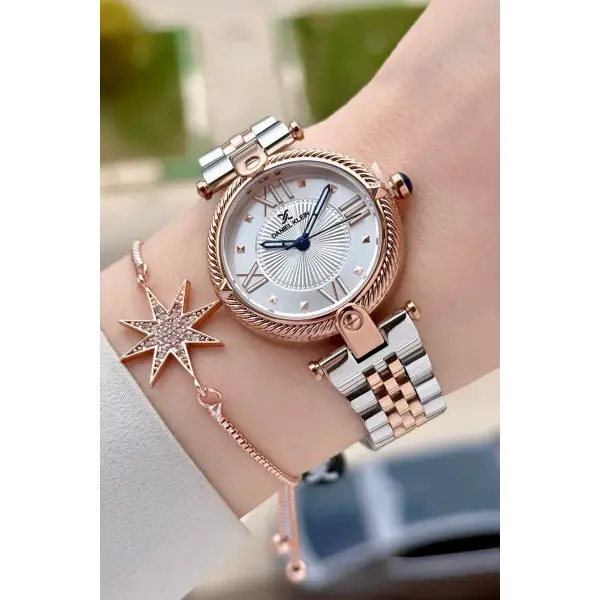 Rose Gümüş Renk 32 Mm Kadın Kol Saati ve Bileklik