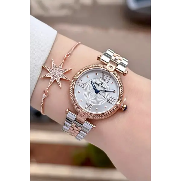 Rose Gümüş Renk 32 Mm Kadın Kol Saati ve Bileklik