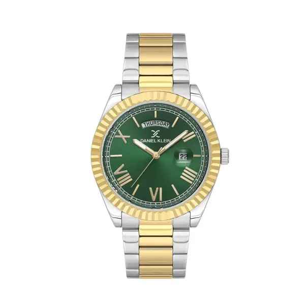 Kadranı Yeşil Sarı Beyaz Renk Takvim ve Gün İç Göstergeleri Aktif Fonksiyonlu Erkek Kol Saati