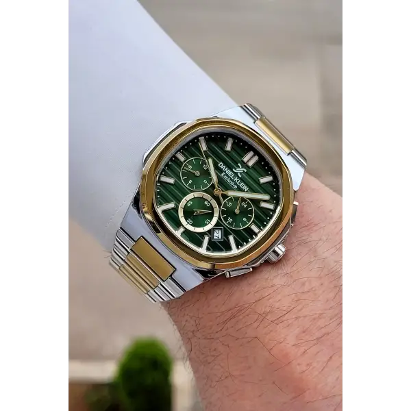 Kadranı Yeşil Kordonu Gümüş Renk İç Göstergeleri Aktif Erkek Kol Saati