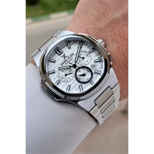 Gümüş Renk İç Göstergeleri Aktif Erkek Kol Saati