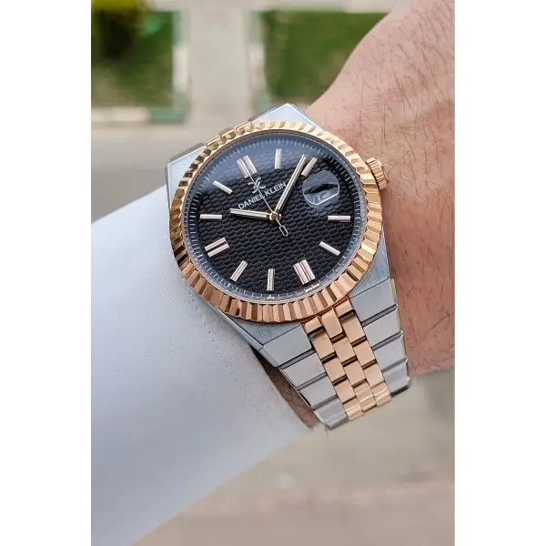 Kadranı Siyah Kordonu Rose Gümüş Renk 41 Mm Erkek Kol Saati