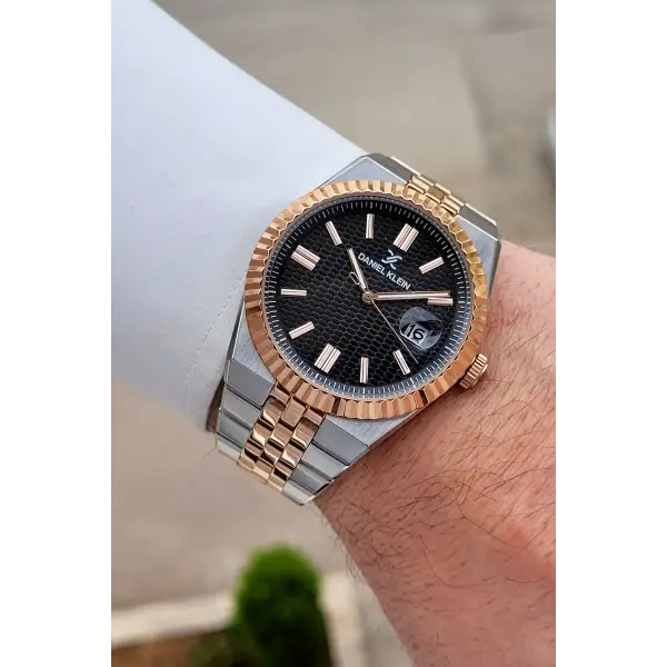 Kadranı Siyah Kordonu Rose Gümüş Renk 41 Mm Erkek Kol Saati