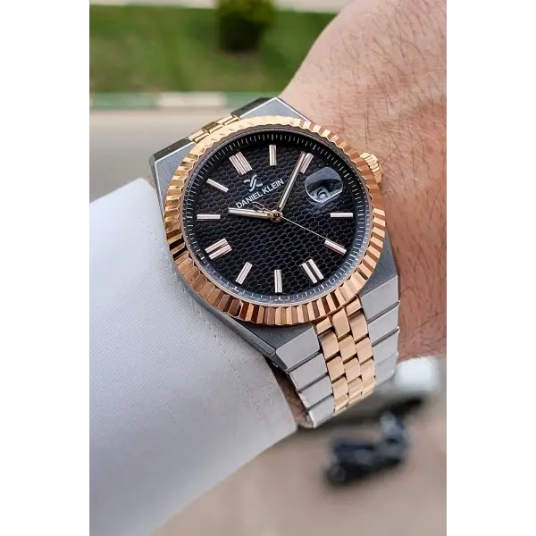 Kadranı Siyah Kordonu Rose Gümüş Renk 41 Mm Erkek Kol Saati