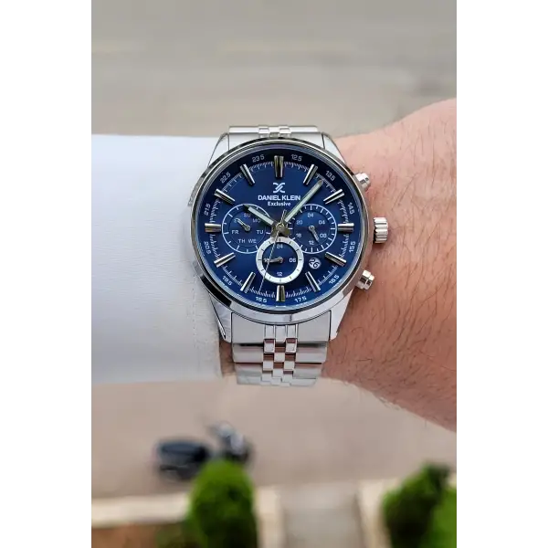 Kadranı Lacivert Kordonu Gümüş Renk 43 Mm 5 ATM Erkek Kol Saati