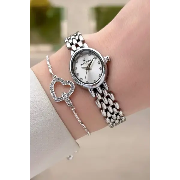 Gümüş Renk 20,5 mm Kadın Kol Saati ve Bileklik