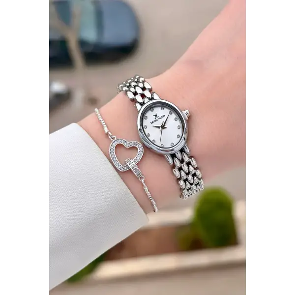 Gümüş Renk 20,5 mm Kadın Kol Saati ve Bileklik