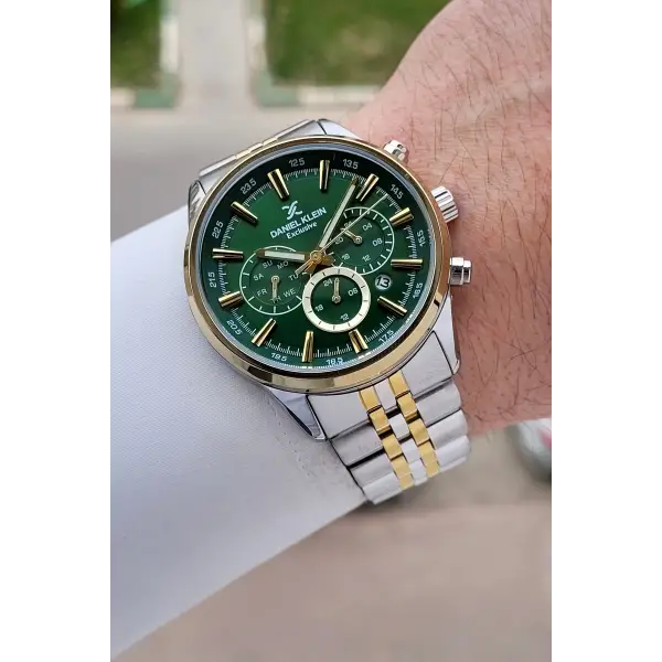 Kadranı Yeşil Kordonu Gold Gümüş Renk 43 Mm 5 ATM Erkek Kol Saati