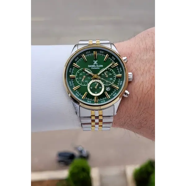 Kadranı Yeşil Kordonu Gold Gümüş Renk 43 Mm 5 ATM Erkek Kol Saati