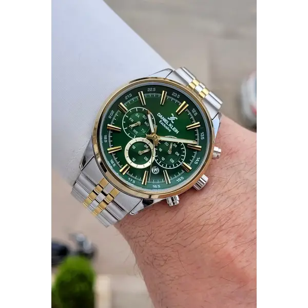 Kadranı Yeşil Kordonu Gold Gümüş Renk 43 Mm 5 ATM Erkek Kol Saati