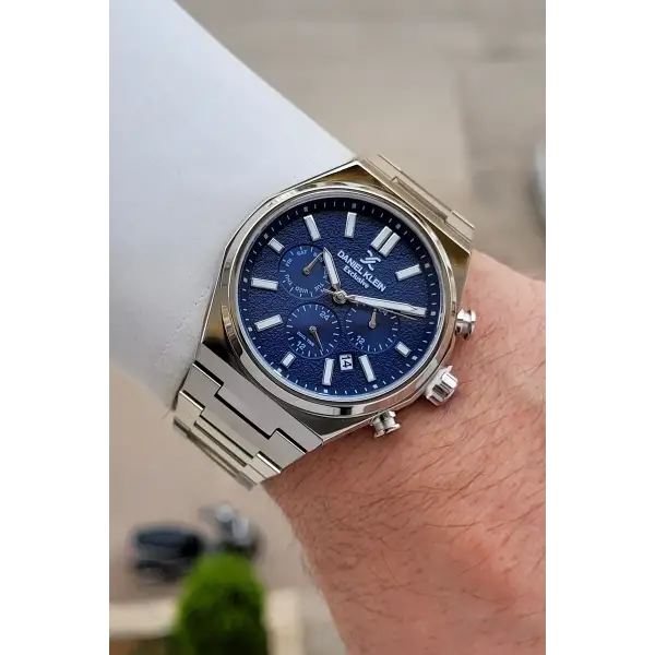 Kadranı Lacivert Kordonu Gümüş Renk 43 mm Erkek Kol Saati