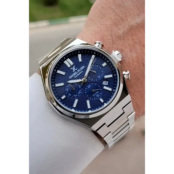 Kadranı Lacivert Kordonu Gümüş Renk 43 mm Erkek Kol Saati