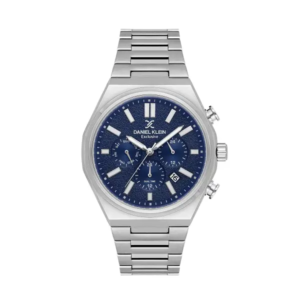 Kadranı Lacivert Kordonu Gümüş Renk 43 mm Erkek Kol Saati