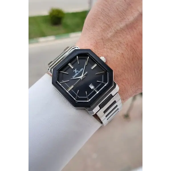 Gümüş Siyah Renk Erkek Kol Saati