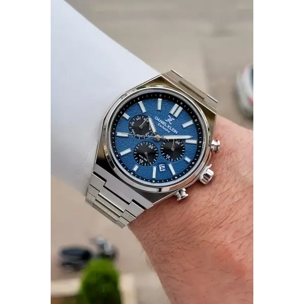 Kadranı Mavi Kordonu Gümüş Renk 43 mm Erkek Kol Saati