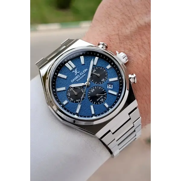 Kadranı Mavi Kordonu Gümüş Renk 43 mm Erkek Kol Saati