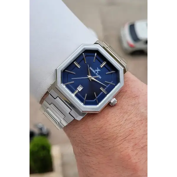 Kadranı Lacivert Kordonu Gümüş Renk Erkek Kol Saati