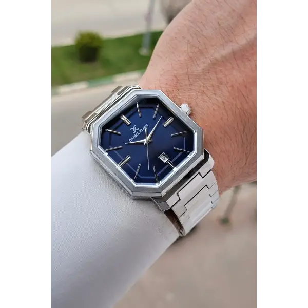 Kadranı Lacivert Kordonu Gümüş Renk Erkek Kol Saati