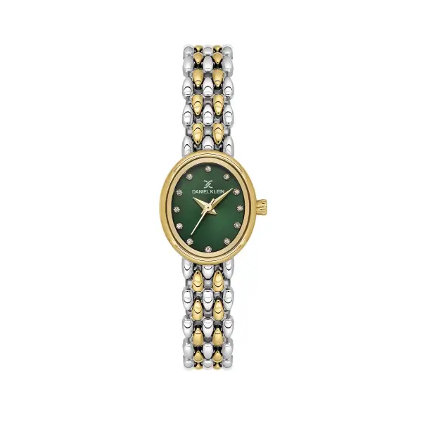 Kadranı Yeşil Kordonu Gold Gümüş Renk 20,5 mm Kadın Kol Saati ve Bileklik