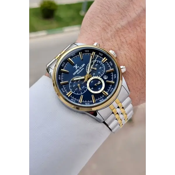 Kadranı Lacivert Kordonu Gold Gümüş Renk 43 Mm 5 ATM Erkek Kol Saati