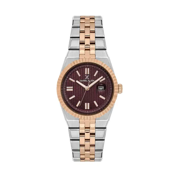 Kadranı Bordo Kordonu Rose Gümüş Renk 30 mm Kadın Kol Saati ve Bileklik
