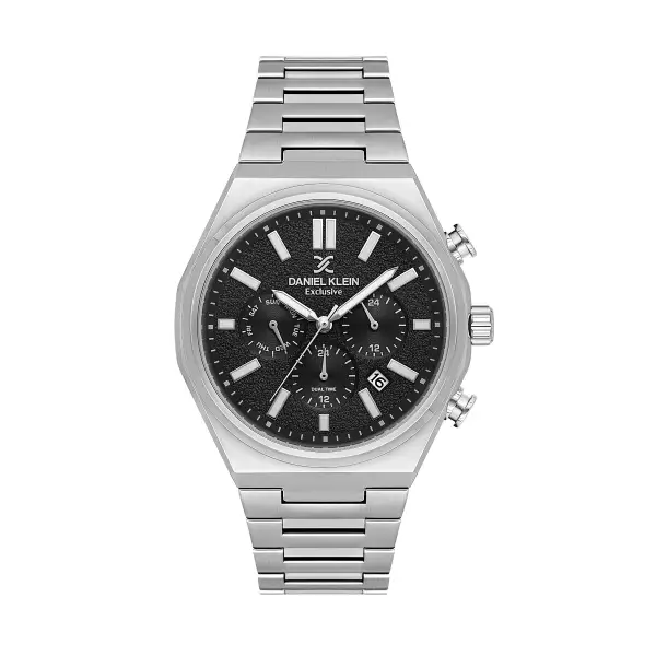 Kadranı Siyah Kordonu Gümüş Renk 43 mm Erkek Kol Saati