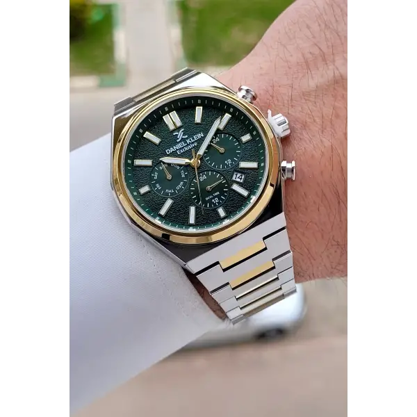 Kadranı Yeşil Kodronu Gold Gümüş Renk 43 Mm Erkek Kol Saati