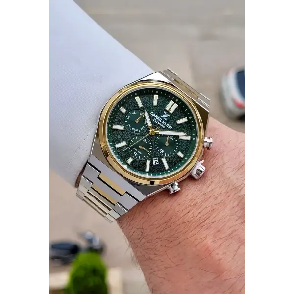 Kadranı Yeşil Kodronu Gold Gümüş Renk 43 Mm Erkek Kol Saati